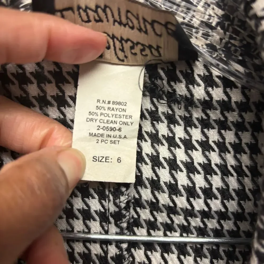 Vintage Melissa Lawrence Houndstooth Pantsuit Vest Set Office Comfy Vixen Size 6
